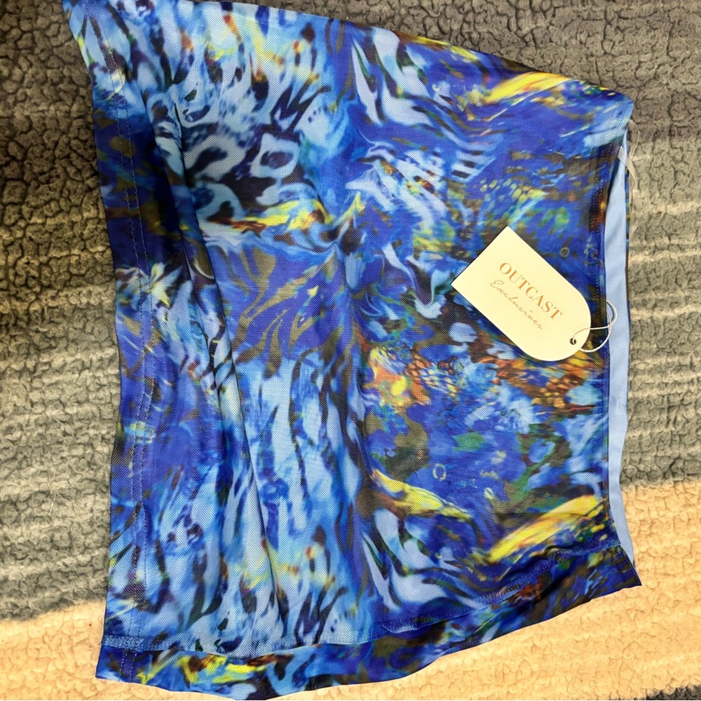 Blue Abstract Mini Skirt